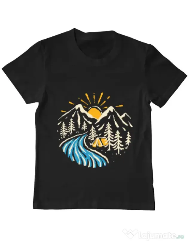 Tricou ADLER copil Camp river Negru