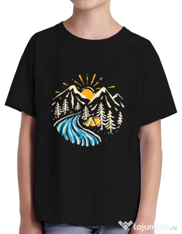 Tricou ADLER copil Camp river Negru