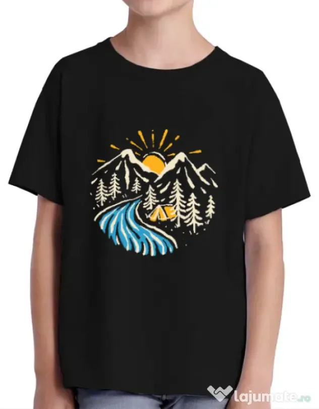 Tricou ADLER copil Camp river Negru