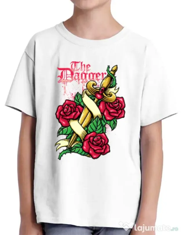 Tricou ADLER copil The dagger Alb