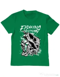 Tricou ADLER copil Fishing addiction Verde mediu
