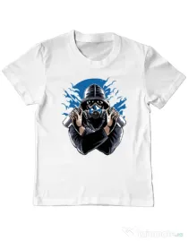 Tricou ADLER copil Graffiti gas mask Alb