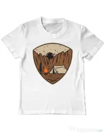 Tricou ADLER copil Camp cliffs Alb