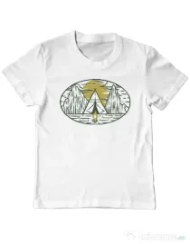 Tricou ADLER copil Camp fire Alb