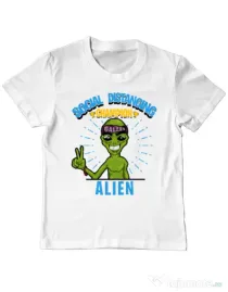 Tricou ADLER copil Social distancing Alb