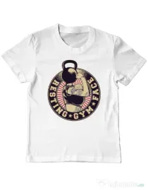 Tricou ADLER copil Resting gym face Alb