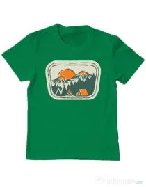 Tricou ADLER copil Camping badge Verde mediu