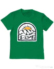 Tricou ADLER copil Mountain beauty Verde mediu