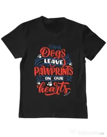 Tricou personalizat copil Dogs leave pawprints Negru