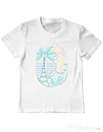 Tricou personalizat copil Beach Neon Alb