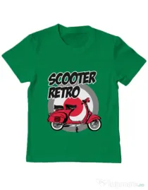 Tricou personalizat copil SCOOTER RETRO RED COLOR Verde mediu