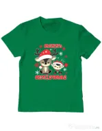 Tricou personalizat copil Prietenii lui Mos Craciun 2 Verde mediu