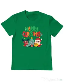 Tricou personalizat copil Hei, prietenii mei de Crăciun! Verde mediu