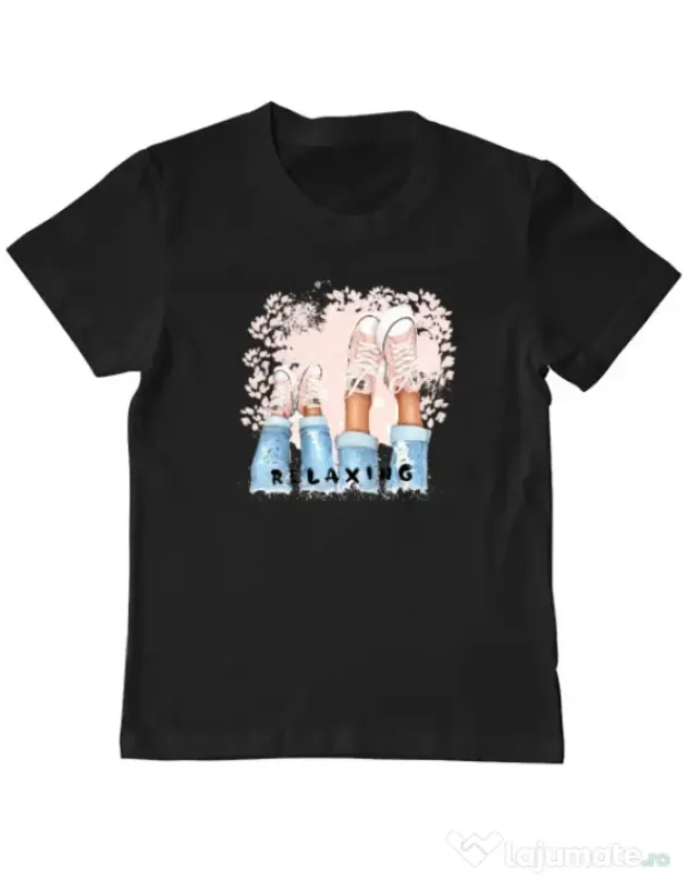 Tricou personalizat copil Relaxing Negru