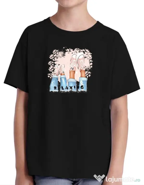 Tricou personalizat copil Relaxing Negru
