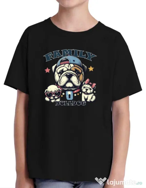 Tricou personalizat copil BULLDOG 16 Negru