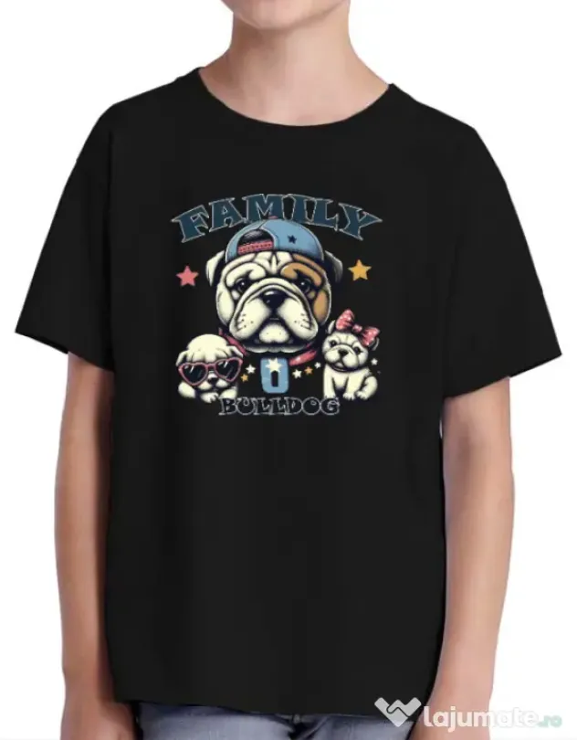 Tricou personalizat copil BULLDOG 16 Negru