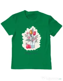 Tricou personalizat copil HAPPY EASTER Verde mediu