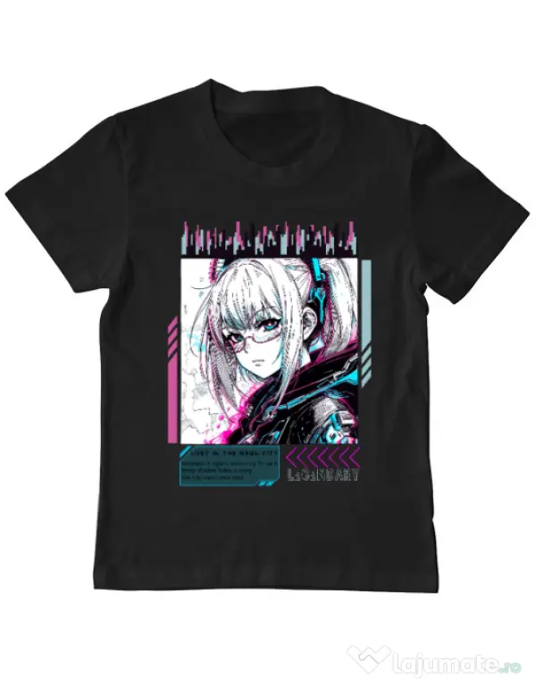 Tricou personalizat copil LOST IN THE NEON CITY Negru