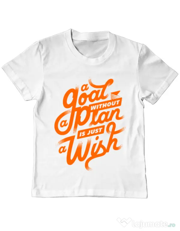 Tricou ADLER copil A Goal Without a Plan is Just a Wish Alb