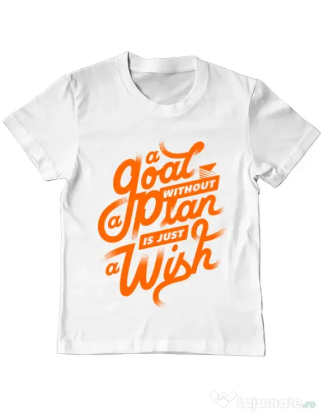 Tricou ADLER copil A Goal Without a Plan is Just a Wish Alb