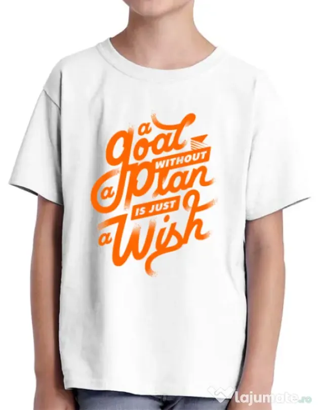 Tricou ADLER copil A Goal Without a Plan is Just a Wish Alb