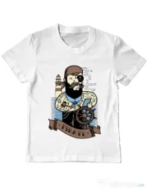 Tricou ADLER copil Adventure of the Sea Alb