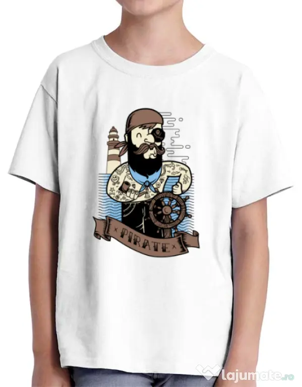 Tricou ADLER copil Adventure of the Sea Alb