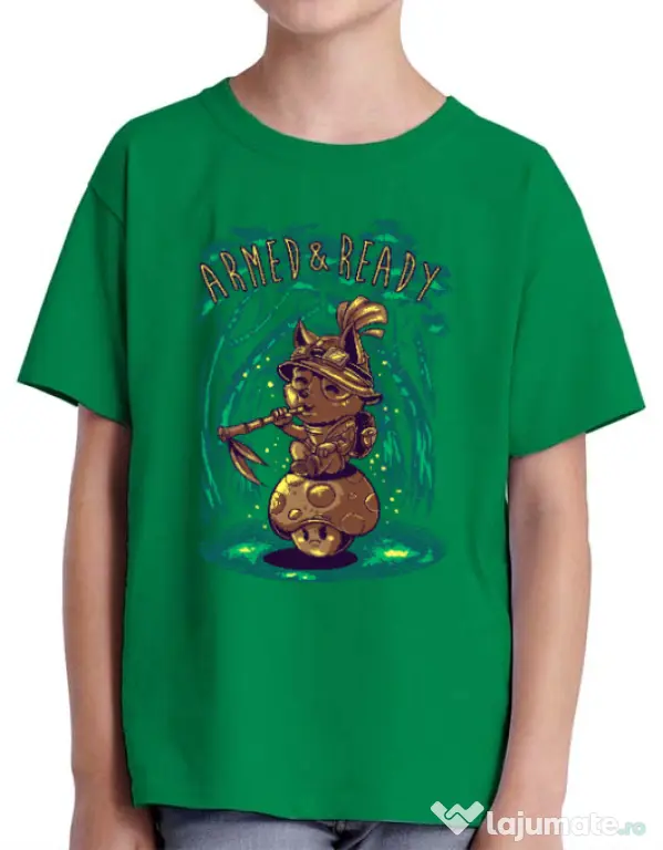 Tricou ADLER copil Armed and ready Verde mediu