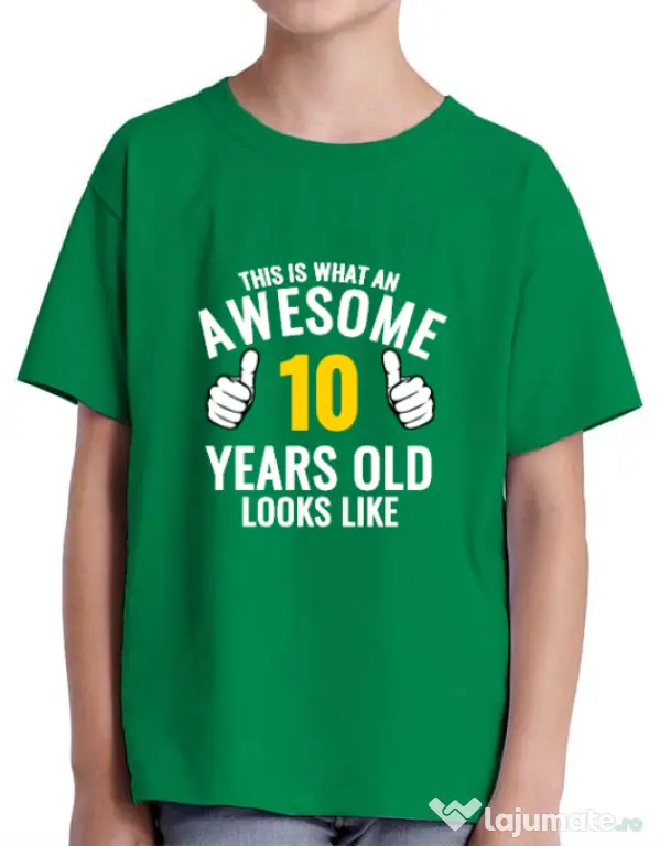 Tricou ADLER copil Awesome birthday Verde mediu