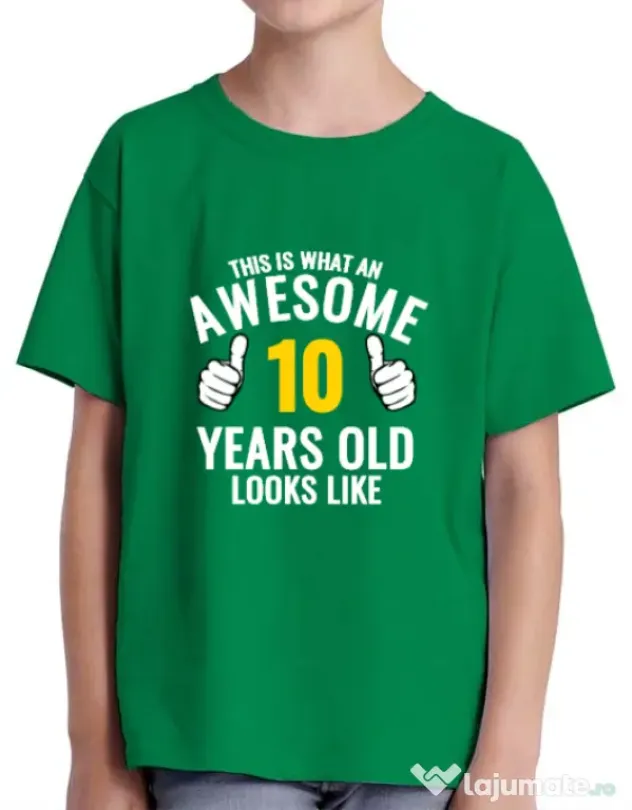 Tricou ADLER copil Awesome birthday Verde mediu