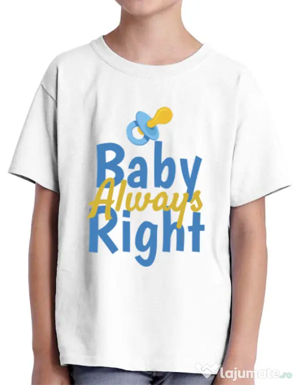 Tricou ADLER copil Baby always right Alb