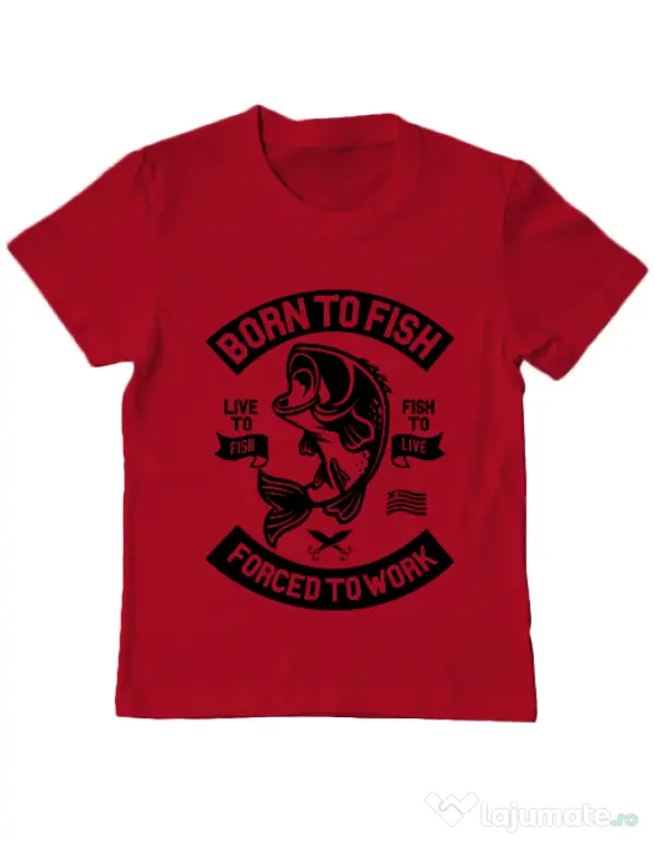 Tricou ADLER copil Born To Fish Rosu