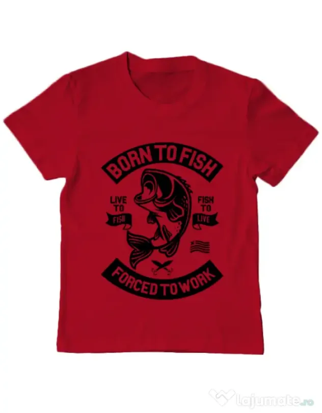 Tricou ADLER copil Born To Fish Rosu