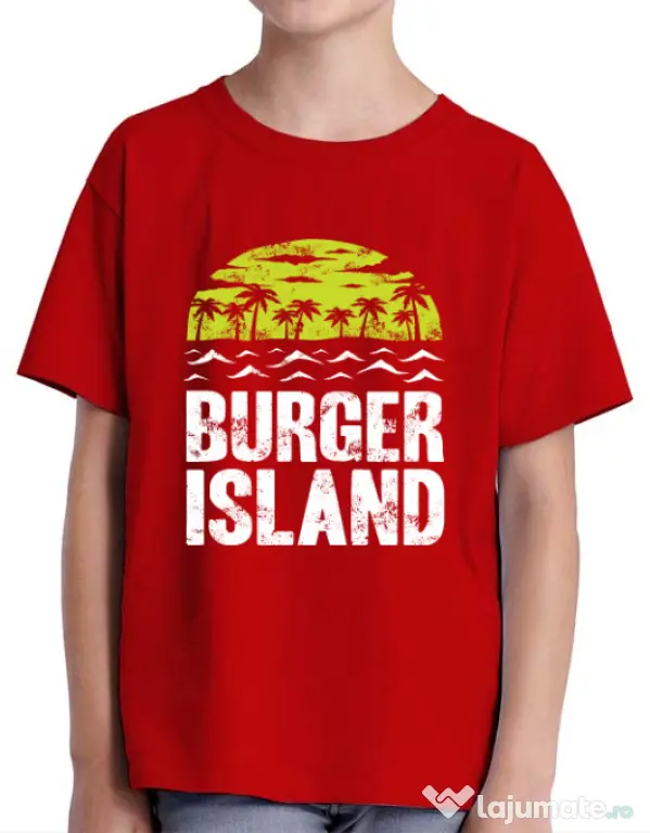 Tricou ADLER copil Burger island Rosu