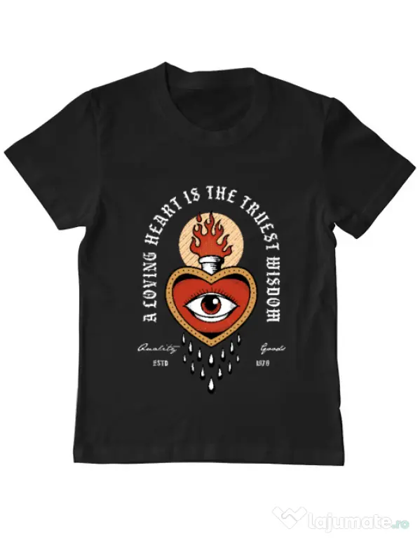 Tricou ADLER copil Burning Heart Negru