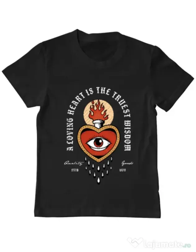Tricou ADLER copil Burning Heart Negru