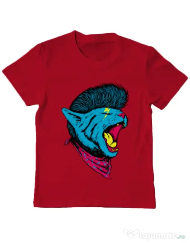 Tricou ADLER copil Cat Punk Rosu