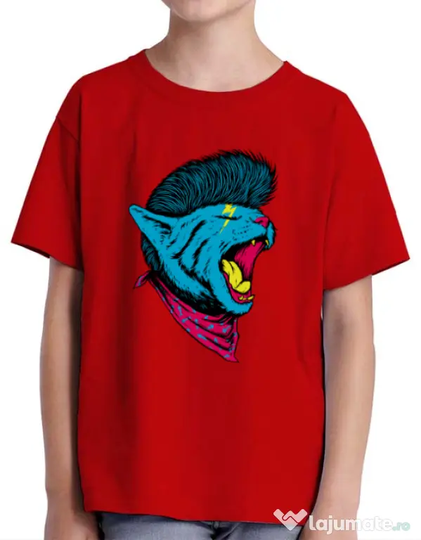 Tricou ADLER copil Cat Punk Rosu