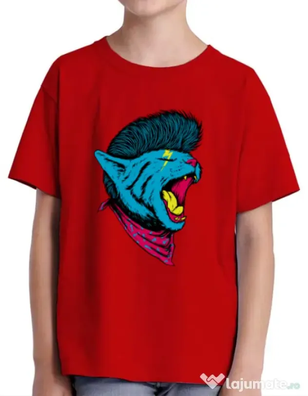 Tricou ADLER copil Cat Punk Rosu