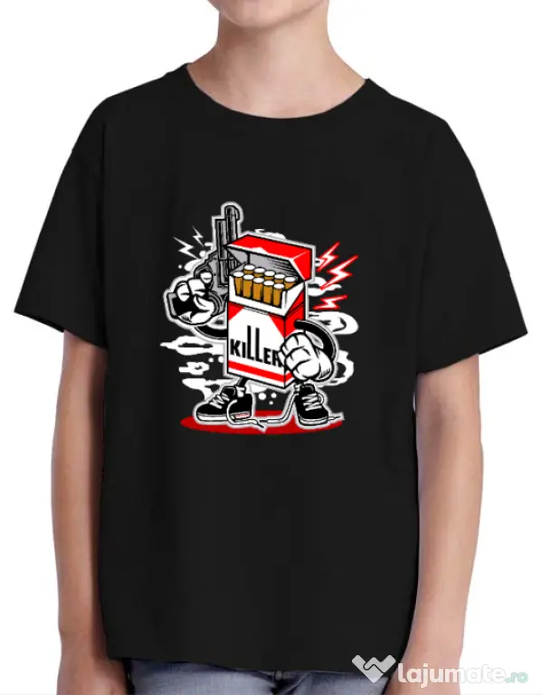 Tricou ADLER copil Cigarette Killer Negru