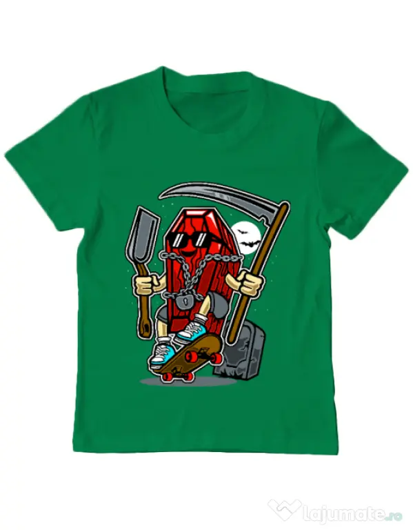 Tricou ADLER copil Coffin Skater Verde mediu