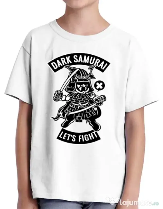 Tricou ADLER copil Dark samurai Alb