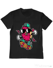 Tricou ADLER copil Donut skater Negru
