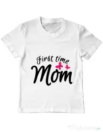 Tricou ADLER copil First time mom Alb