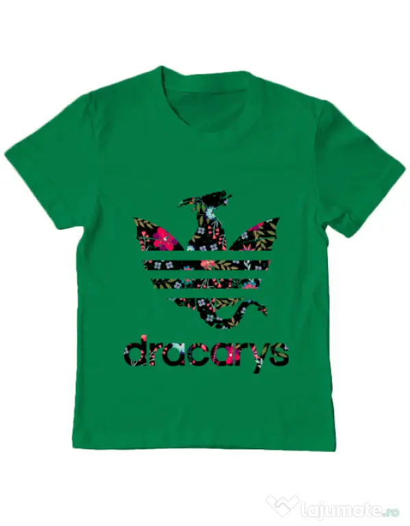 Tricou ADLER copil Flower dracarys Verde mediu