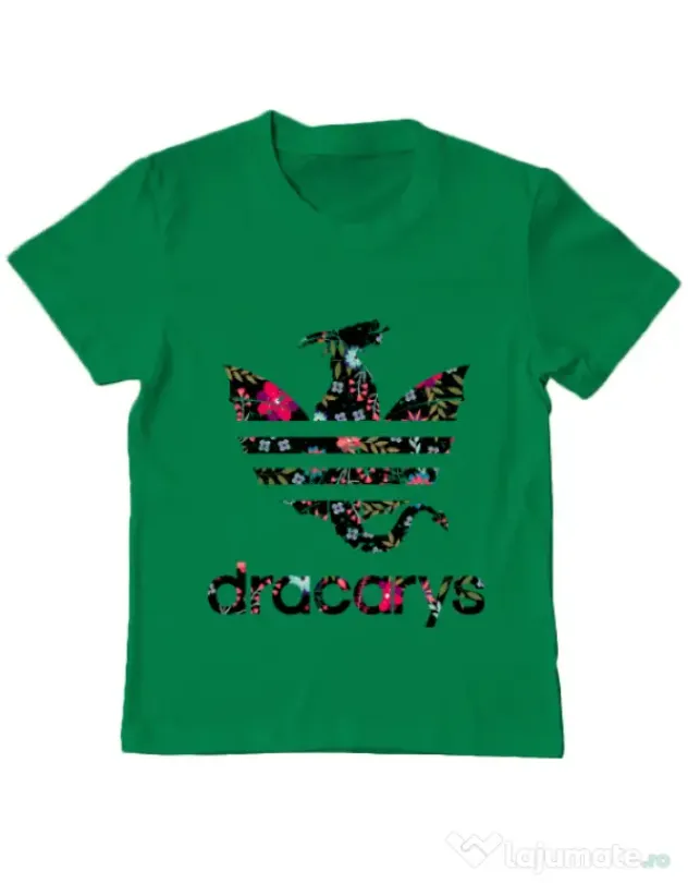 Tricou ADLER copil Flower dracarys Verde mediu