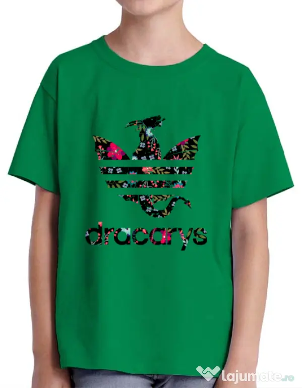 Tricou ADLER copil Flower dracarys Verde mediu