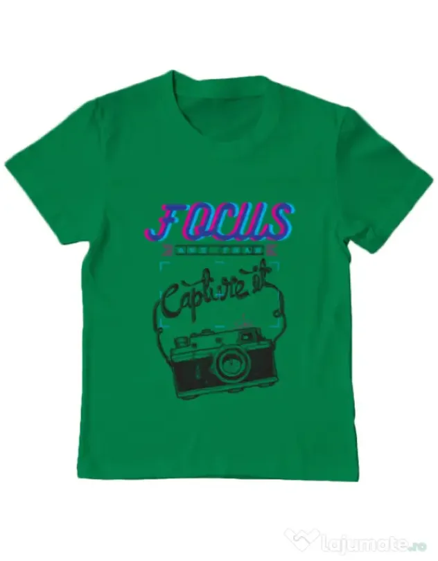 Tricou ADLER copil Focus and than Capture it Verde mediu