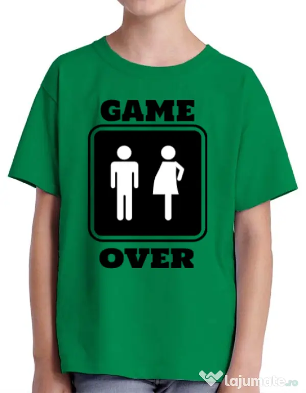Tricou ADLER copil Game over pregnant Verde mediu